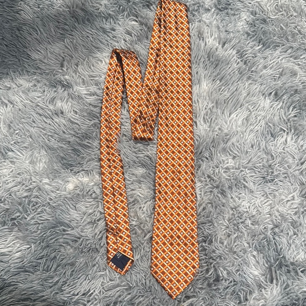 Paul Fredrick Geometric Orange and Black Tie